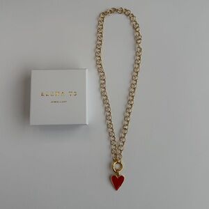 534 Gold Chain Necklace with Red Heart Pendant